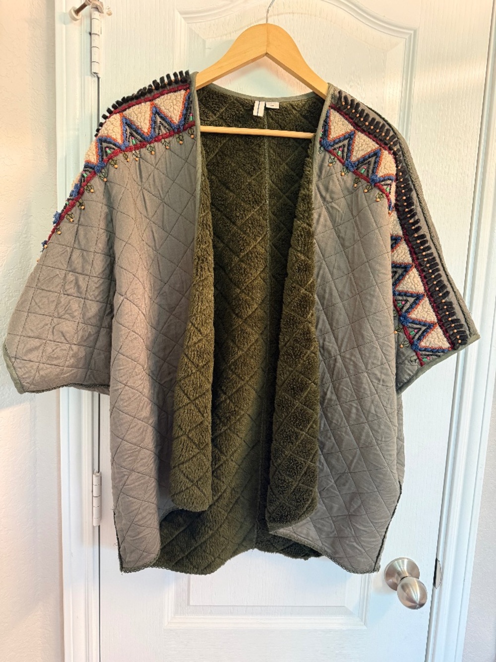 Anthropologie Blank London Army Green Quilted Embellished Jacket | M/L